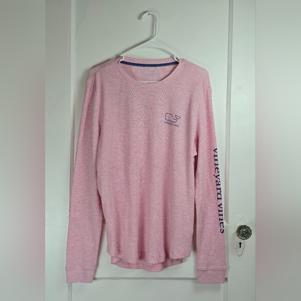 NWT Vinyard Vines Pink Waffleknit Long Sleeve Whale Tee L